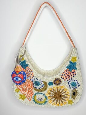 Celestial Evil Eye Beaded Bag Sun Moon Stars Charm Boho TikTok Statement Purse